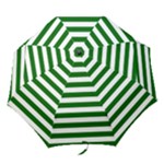 Horizontal Stripes - White and Dark Green Folding Umbrella