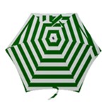 Horizontal Stripes - White and Dark Green Mini Umbrella