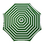 Horizontal Stripes - White and Dark Green Golf Umbrella