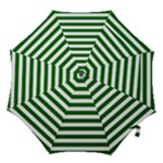 Horizontal Stripes - White and Dark Green Hook Handle Umbrella (Small)