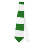 Horizontal Stripes - White and Dark Green Necktie (One Side)