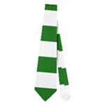 Horizontal Stripes - White and Dark Green Necktie (Two Side)