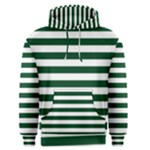 Horizontal Stripes - White and Forest Green Men s Pullover Hoodie