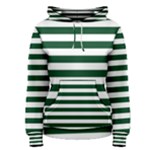Horizontal Stripes - White and Forest Green Women s Pullover Hoodie