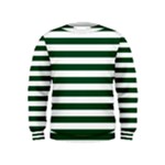 Horizontal Stripes - White and Forest Green Kid s Sweatshirt