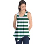 Horizontal Stripes - White and Forest Green Sleeveless Tunic