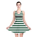 Horizontal Stripes - White and Forest Green Reversible Skater Dress