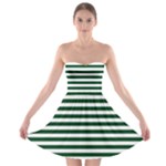 Horizontal Stripes - White and Forest Green Strapless Bra Top Dress