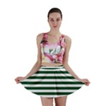 Horizontal Stripes - White and Forest Green Mini Skirt