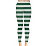 Horizontal Stripes - White and Forest Green Women s Leggings