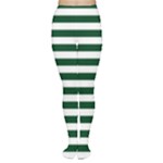 Horizontal Stripes - White and Forest Green Women s Tights