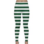 Horizontal Stripes - White and Forest Green Yoga Leggings