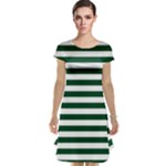 Horizontal Stripes - White and Forest Green Cap Sleeve Nightdress