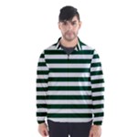 Horizontal Stripes - White and Forest Green Wind Breaker (Men)