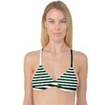 Horizontal Stripes - White and Forest Green Reversible Tri Bikini Top