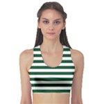 Horizontal Stripes - White and Forest Green Women s Sports Bra