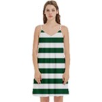 Horizontal Stripes - White and Forest Green Women s Reversible Sports Bra with Border