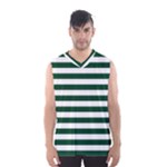 Horizontal Stripes - White and Forest Green Men s Basketball Tank Top
