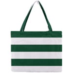 Horizontal Stripes - White and Forest Green Mini Tote Bag