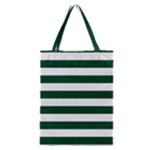 Horizontal Stripes - White and Forest Green Classic Tote Bag