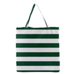 Horizontal Stripes - White and Forest Green Grocery Tote Bag