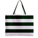 Horizontal Stripes - White and Forest Green Zipper Mini Tote Bag