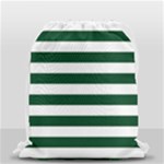 Horizontal Stripes - White and Forest Green Drawstring Bag (Small)