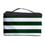 Horizontal Stripes - White and Forest Green Cosmetic Storage Case