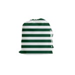 Horizontal Stripes - White and Forest Green Drawstring Pouch (S)