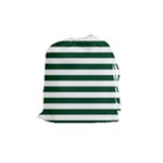 Horizontal Stripes - White and Forest Green Drawstring Pouch (M)