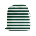 Horizontal Stripes - White and Forest Green Drawstring Pouch (XXl)