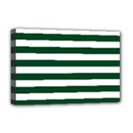Horizontal Stripes - White and Forest Green Deluxe Canvas 18  x 12  (Stretched)