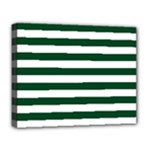 Horizontal Stripes - White and Forest Green Deluxe Canvas 20  x 16  (Stretched)