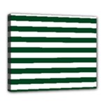 Horizontal Stripes - White and Forest Green Deluxe Canvas 24  x 20  (Stretched)