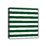 Horizontal Stripes - White and Forest Green Mini Canvas 4  x 4  (Stretched)