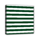 Horizontal Stripes - White and Forest Green Mini Canvas 6  x 6  (Stretched)