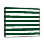 Horizontal Stripes - White and Forest Green Canvas 10  x 8  (Stretched)