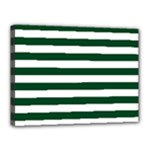 Horizontal Stripes - White and Forest Green Canvas 16  x 12  (Stretched)