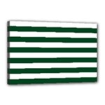 Horizontal Stripes - White and Forest Green Canvas 18  x 12  (Stretched)
