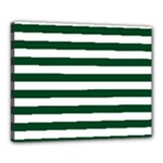 Horizontal Stripes - White and Forest Green Canvas 20  x 16  (Stretched)