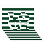 Horizontal Stripes - White and Forest Green LOVE 3D Greeting Card (7x5)