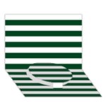 Horizontal Stripes - White and Forest Green Circle Bottom 3D Greeting Card (7x5)