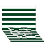 Horizontal Stripes - White and Forest Green LOVE Bottom 3D Greeting Card (7x5)