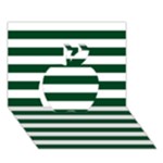 Horizontal Stripes - White and Forest Green Apple 3D Greeting Card (7x5)