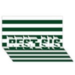 Horizontal Stripes - White and Forest Green BEST SIS 3D Greeting Card (8x4)