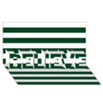 Horizontal Stripes - White and Forest Green BELIEVE 3D Greeting Card (8x4)