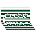 Horizontal Stripes - White and Forest Green Merry Xmas 3D Greeting Card (8x4)