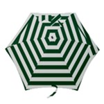 Horizontal Stripes - White and Forest Green Mini Umbrella