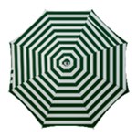 Horizontal Stripes - White and Forest Green Golf Umbrella