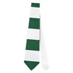 Horizontal Stripes - White and Forest Green Necktie (One Side)